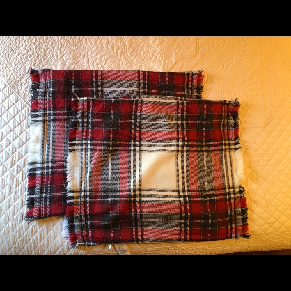 2 Pottery Barn plaid pillow case covers
